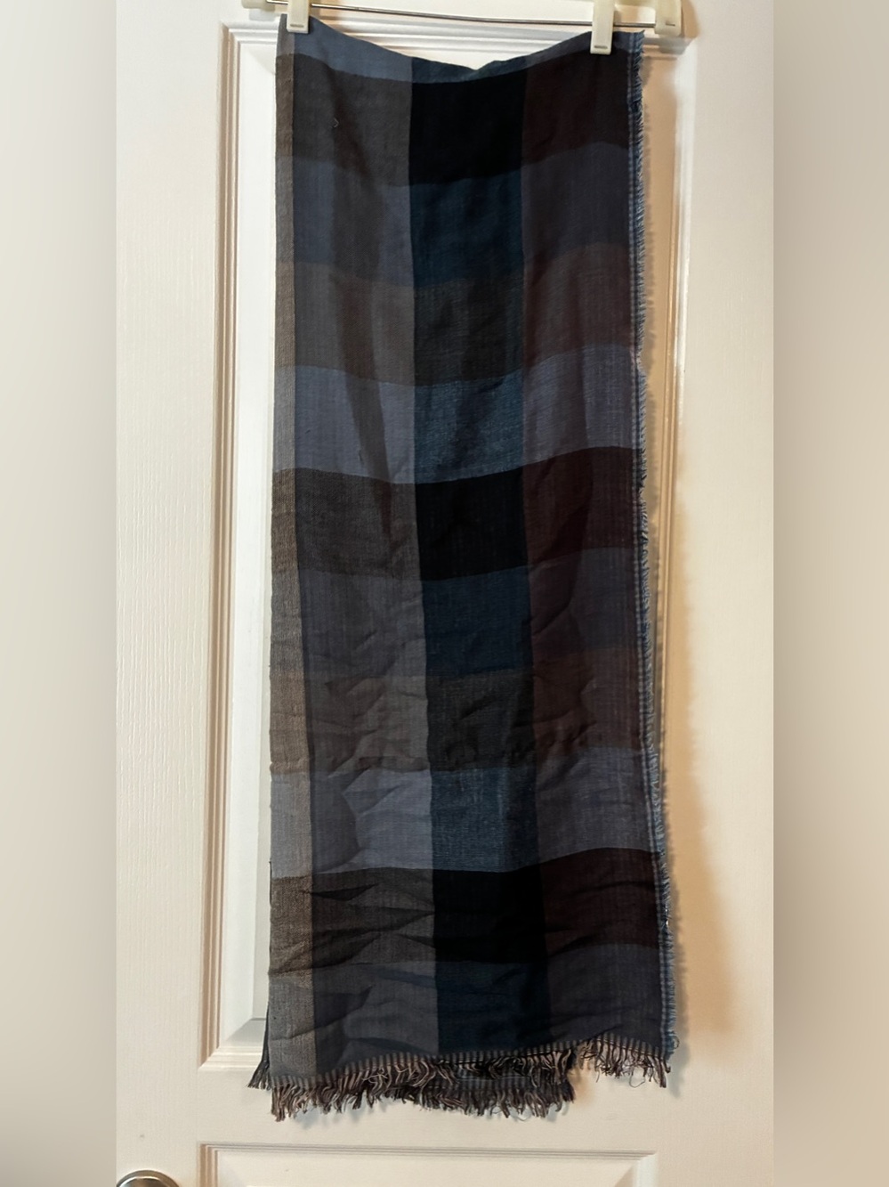 COS Oversized Checked Scarf in Blue and Gray Tones